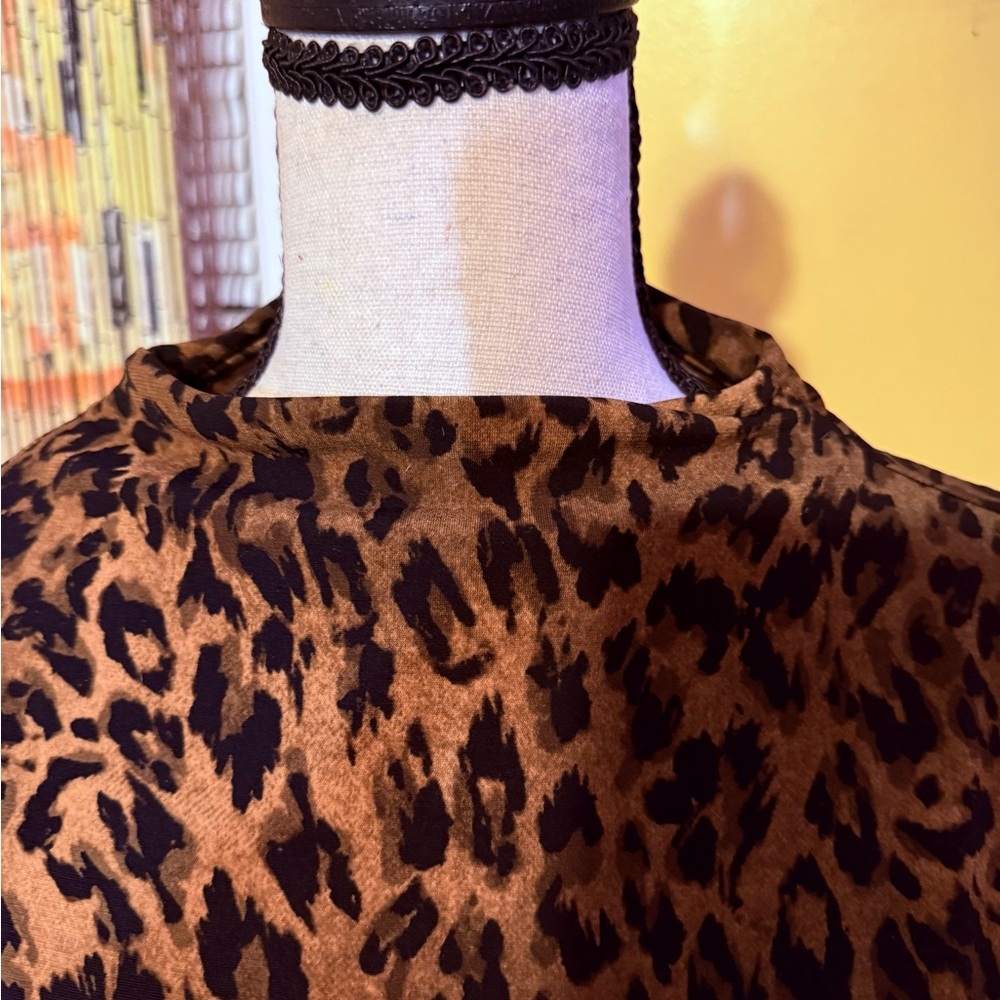 DKNY Black and Brown Animal Print Short Sleeve Top - Picture 5 of 7
